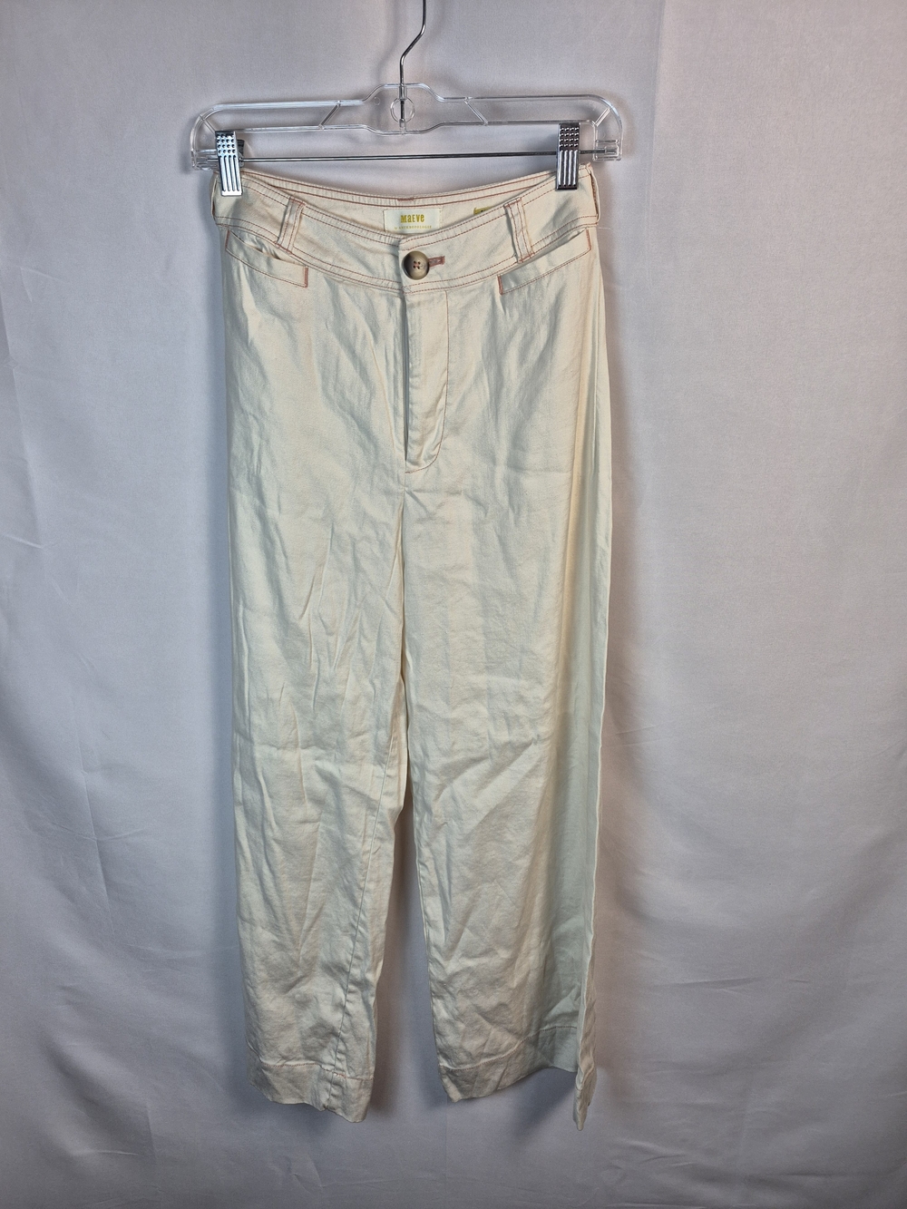 Maeve Cream High-Waist Wide Leg Pants